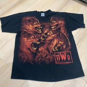 Vintage 1998 NWO New World Order Wolfpack Wolf Graphic Wresting Shirt XL